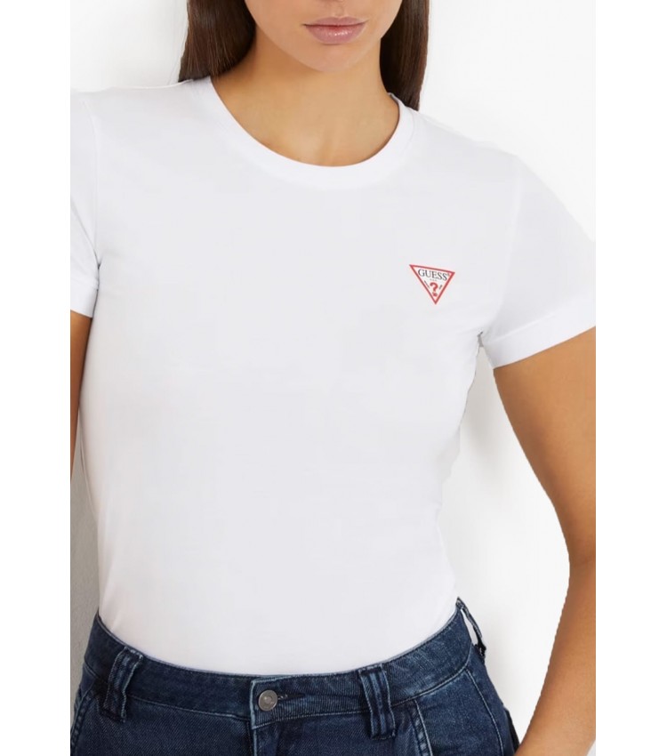 Women T-Shirts - Tops Mini.Triangle White Cotton Guess