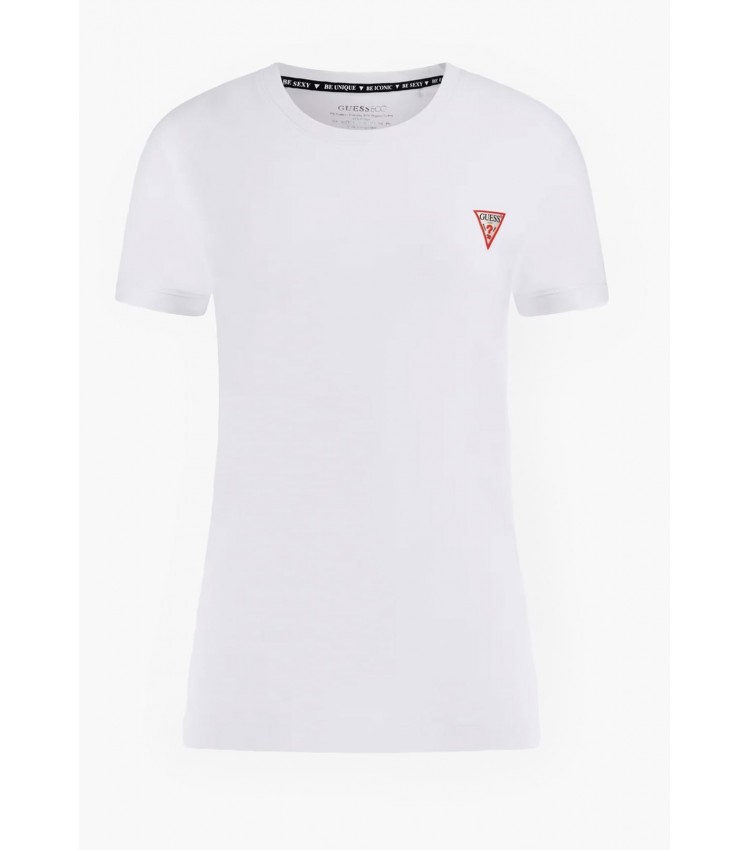 Women T-Shirts - Tops Mini.Triangle White Cotton Guess