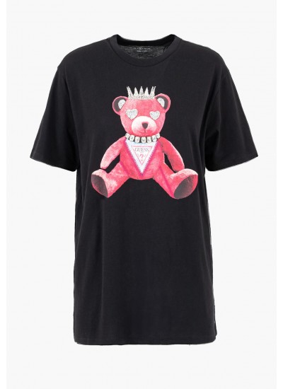 Women T-Shirts - Tops Pink.Bear Black Cotton Guess