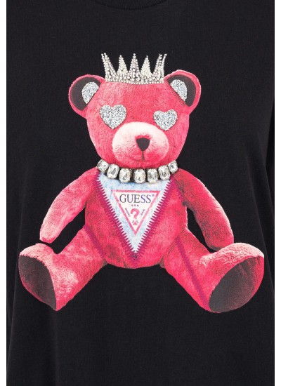 Women T-Shirts - Tops Pink.Bear Black Cotton Guess