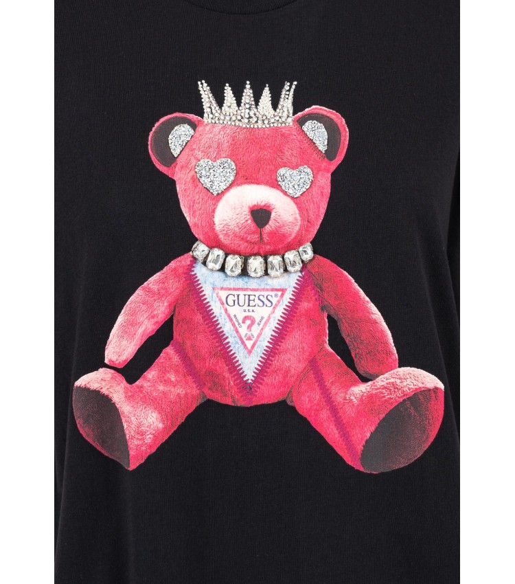 Women T-Shirts - Tops Pink.Bear Black Cotton Guess