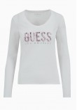 Γυνακεία Μπλούζες Python.Tee Άσπρο Βαμβάκι Guess