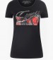 Women T-Shirts - Tops Roses.Print Black Cotton Guess