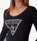 Women T-Shirts - Tops Shiny.Tee Black Cotton Guess