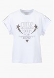 Women T-Shirts - Tops Sleeves.Strass White Cotton Guess