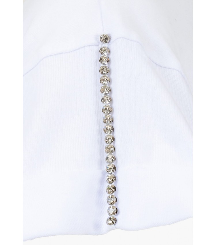 Women T-Shirts - Tops Sleeves.Strass White Cotton Guess