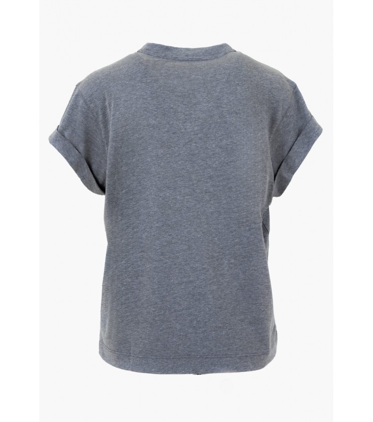 Women T-Shirts - Tops Sleeves.Strass Grey Cotton Guess