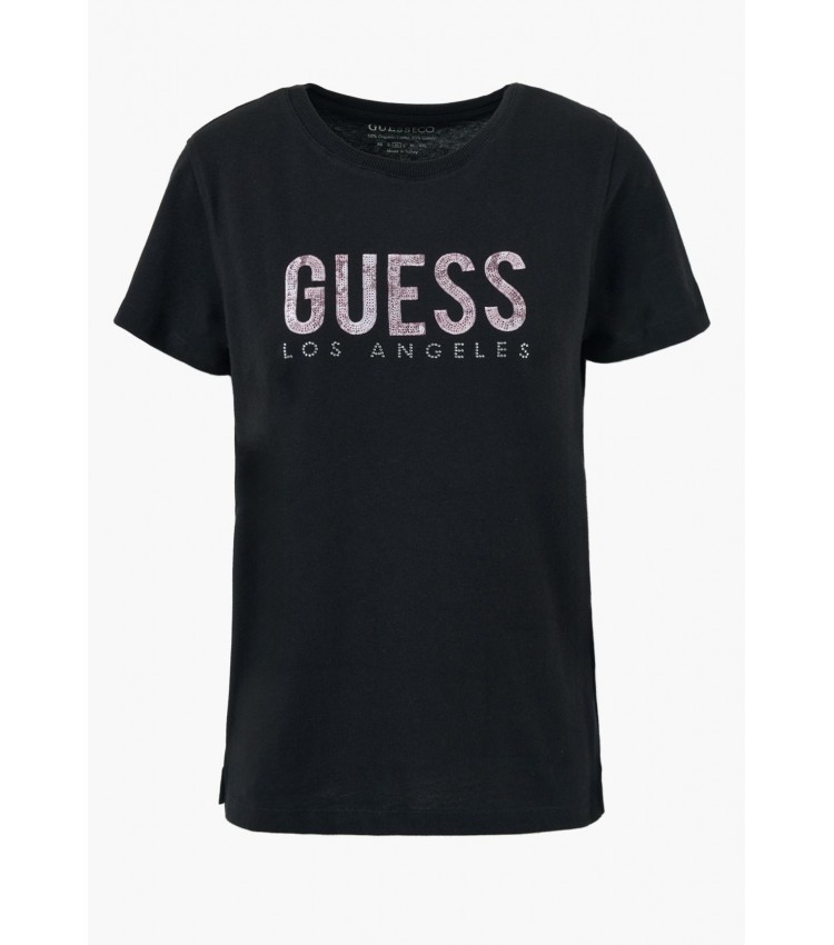 Γυναικείες Μπλούζες - Τοπ Ss.Python.Lg Μαύρο Βαμβάκι Guess