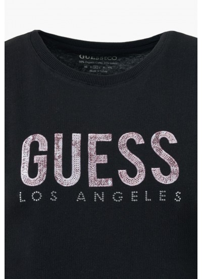 Women T-Shirts - Tops Ss.Python.Lg Black Cotton Guess