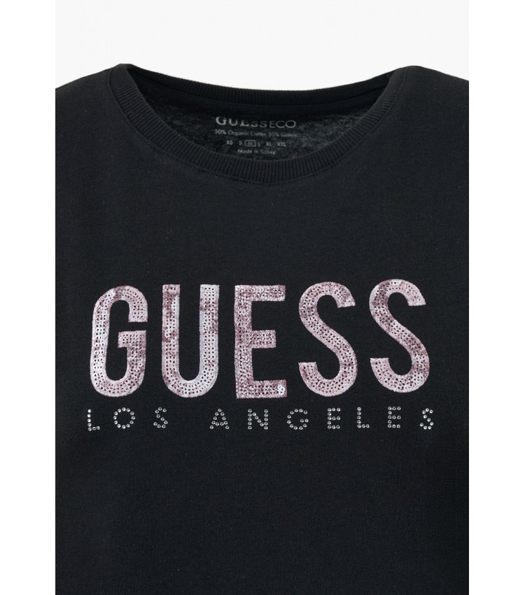 Γυναικείες Μπλούζες - Τοπ Ss.Python.Lg Μαύρο Βαμβάκι Guess