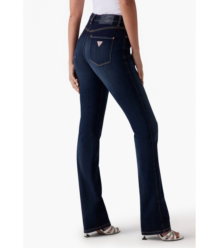 Women Trousers Straight.Power DarkBlue Cotton Guess