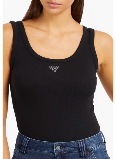 Women T-Shirts - Tops Triangle.Bling Black Cotton Guess