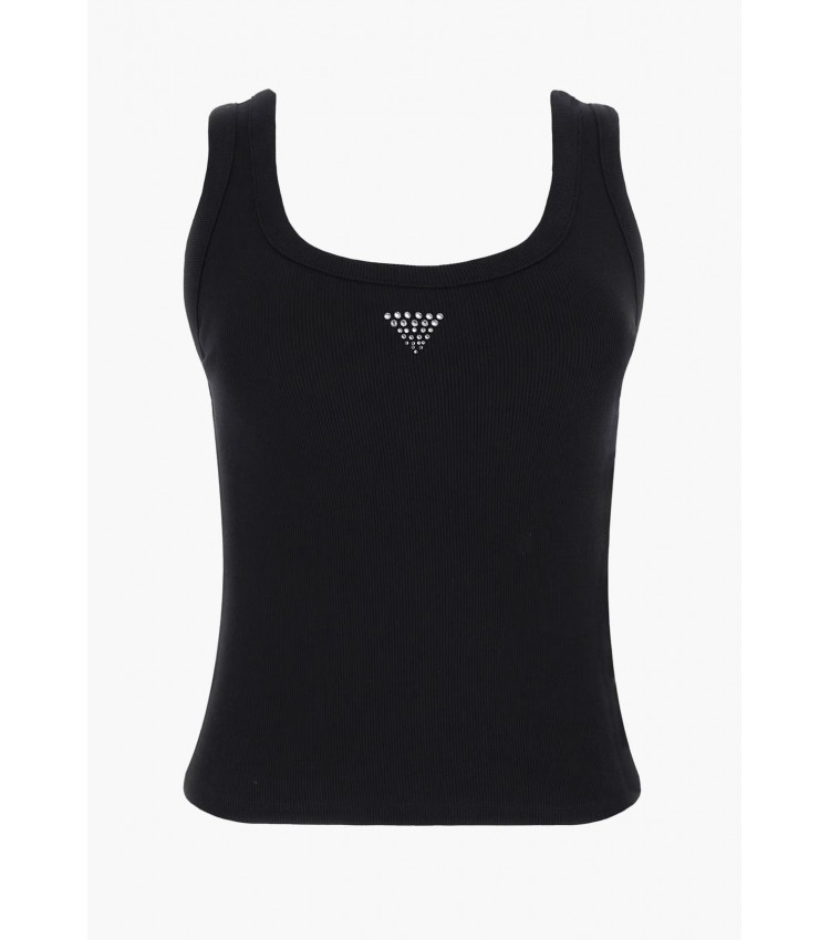 Women T-Shirts - Tops Triangle.Bling Black Cotton Guess