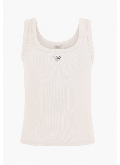 Women T-Shirts - Tops Triangle.Bling White Cotton Guess