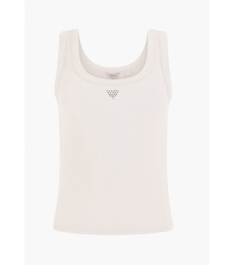 Women T-Shirts - Tops Triangle.Bling White Cotton Guess