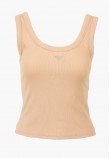 Women T-Shirts - Tops Triangle.Bling Beige Cotton Guess