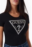 Γυναικείες Μπλούζες - Τοπ Triangle.Tee Μαύρο Βαμβάκι Guess