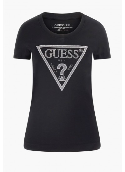 Γυναικείες Μπλούζες - Τοπ Triangle.Tee Μαύρο Βαμβάκι Guess