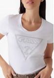 Γυναικείες Μπλούζες - Τοπ Triangle.Tee Άσπρο Βαμβάκι Guess