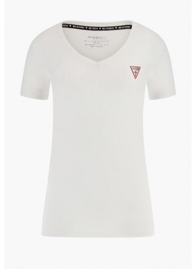 Women T-Shirts - Tops Mini.Triangle White Cotton Guess