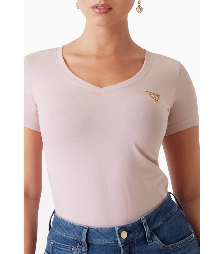 Women T-Shirts - Tops V.Mini Pink Cotton Guess