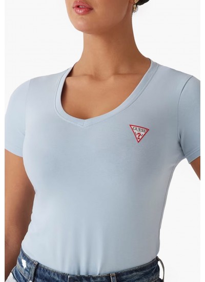 Women T-Shirts - Tops V.Mini LightBlue Cotton Guess