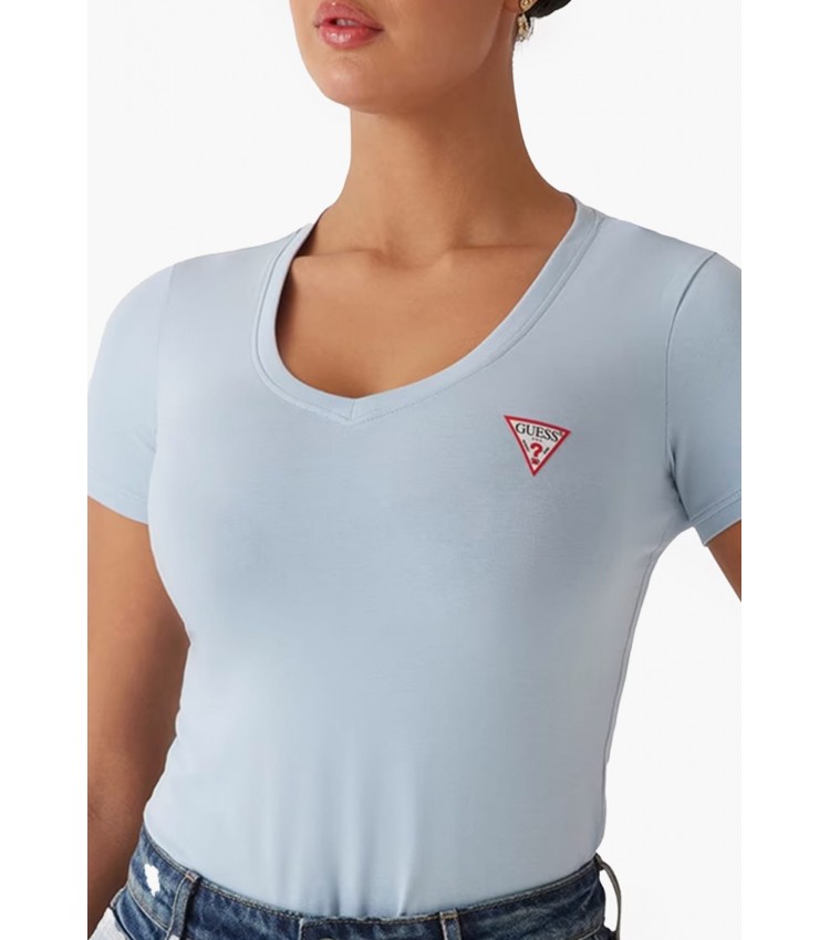 Women T-Shirts - Tops V.Mini LightBlue Cotton Guess