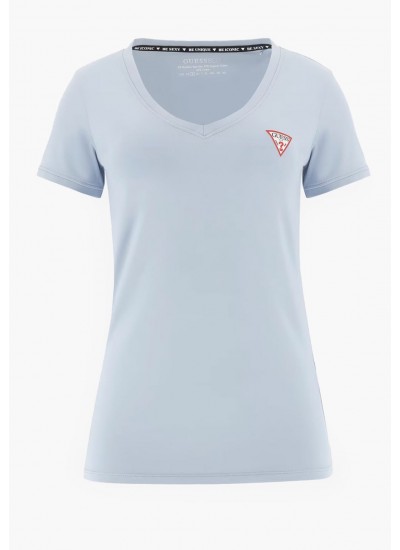 Women T-Shirts - Tops V.Mini LightBlue Cotton Guess