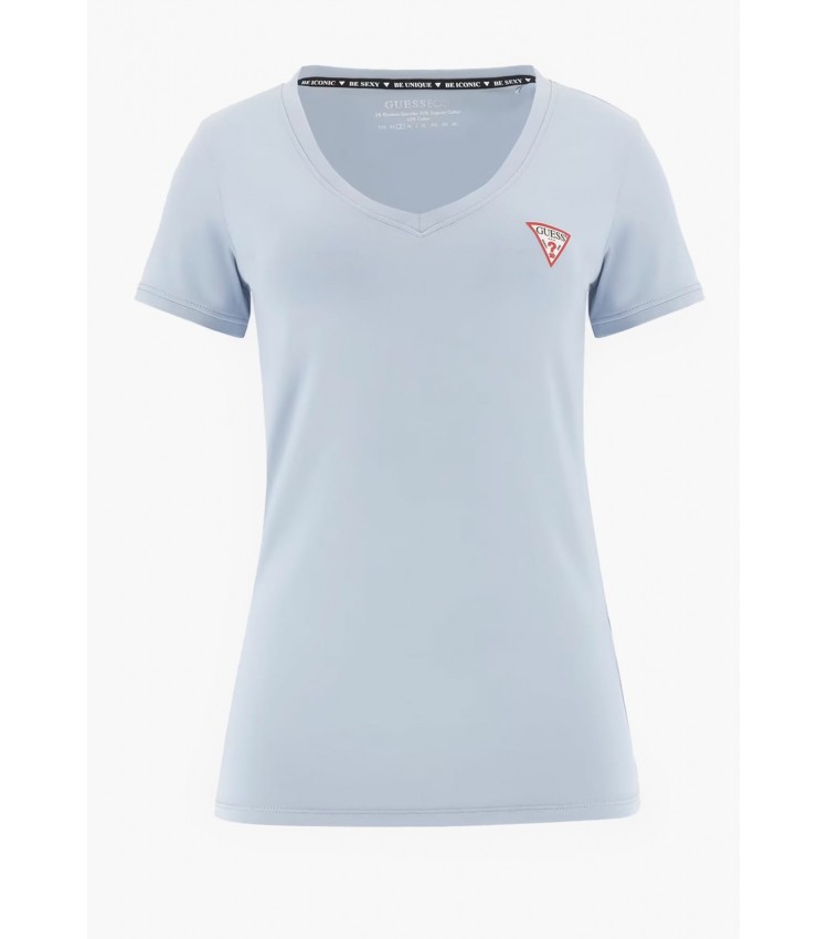 Women T-Shirts - Tops V.Mini LightBlue Cotton Guess