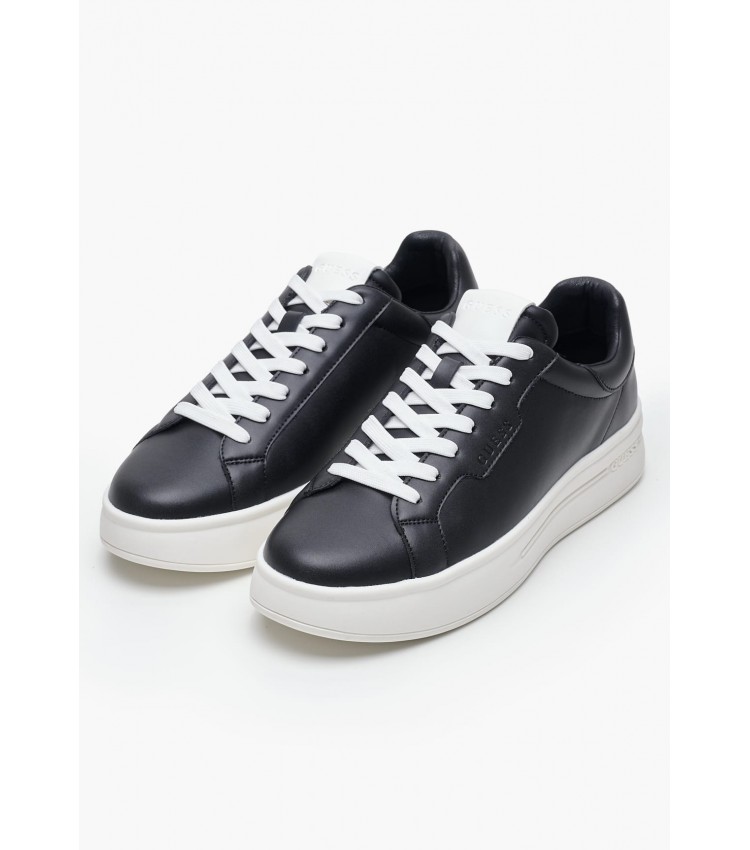 Men Casual Shoes Winno Black Leather Guess