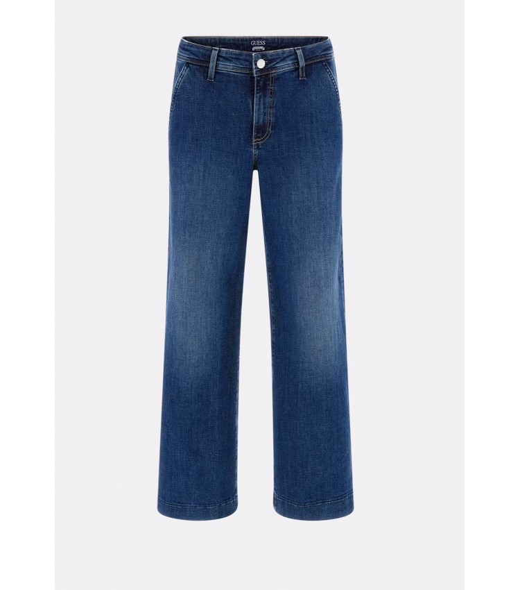 Women Trousers Zoya.Wide DarkBlue Cotton Guess