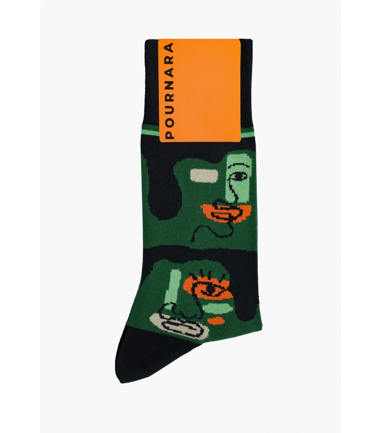 Men Socks 3024 Green Cotton Pournara