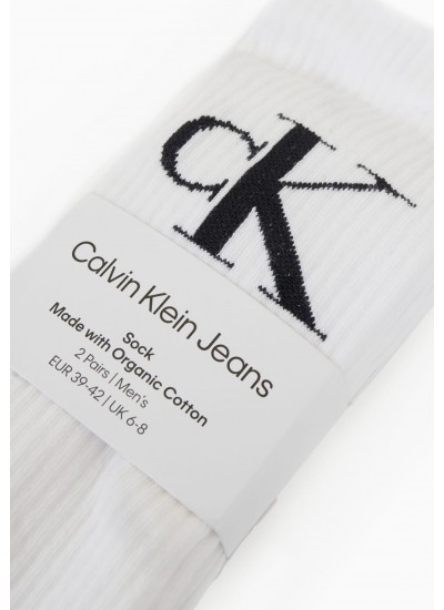 Ανδρικές Κάλτσες 2P.Mono Άσπρο Βαμβάκι Calvin Klein