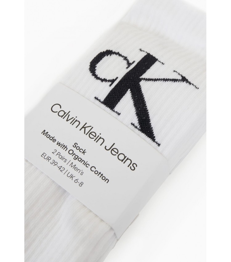 Ανδρικές Κάλτσες 2P.Mono Άσπρο Βαμβάκι Calvin Klein