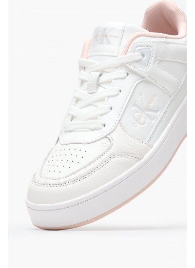 Women Casual Shoes Basket.Lowmix White Leather Calvin Klein