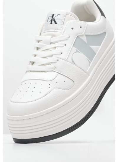 Women Casual Shoes Bold.Flatf White Leather Calvin Klein