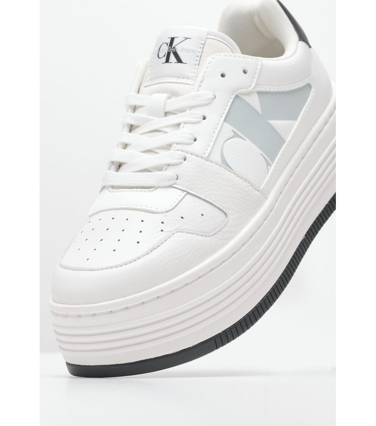 Women Casual Shoes Bold.Flatf White Leather Calvin Klein