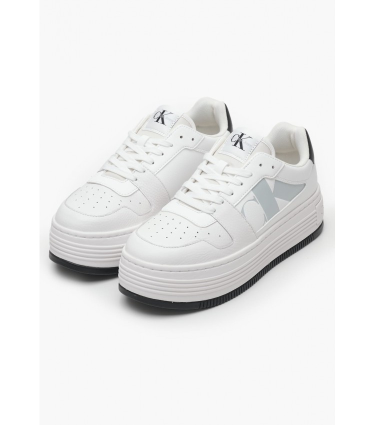 Women Casual Shoes Bold.Flatf White Leather Calvin Klein