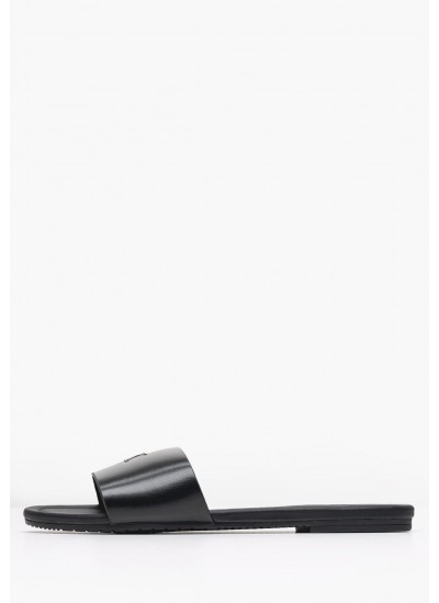 Women Flats Flat.Slide Black ECOleather Calvin Klein