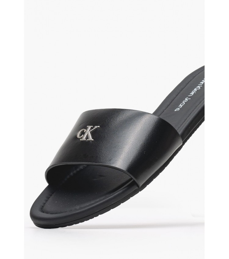 Women Flats Flat.Slide Black ECOleather Calvin Klein