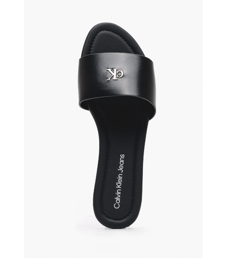 Women Flats Flat.Slide Black ECOleather Calvin Klein