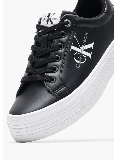 Γυναικεία Παπούτσια Casual Flatform.Vulc Μαύρο Δέρμα Calvin Klein