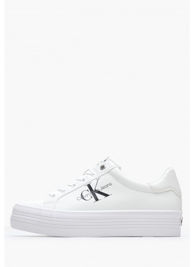 Γυναικεία Παπούτσια Casual Flatform.Vulc Άσπρο Δέρμα Calvin Klein