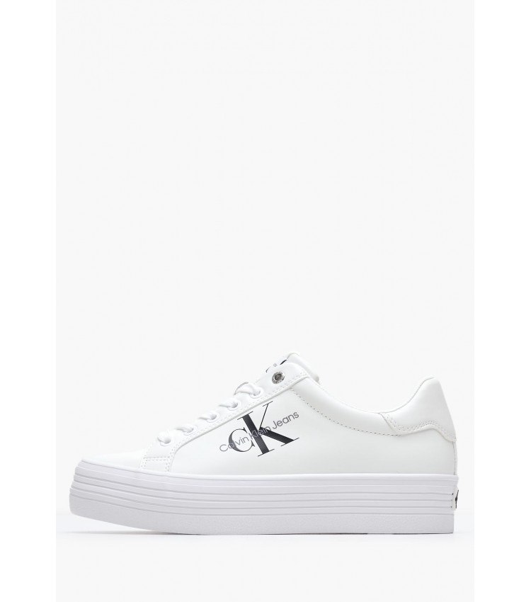 Γυναικεία Παπούτσια Casual Flatform.Vulc Άσπρο Δέρμα Calvin Klein