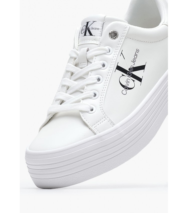 Γυναικεία Παπούτσια Casual Flatform.Vulc Άσπρο Δέρμα Calvin Klein