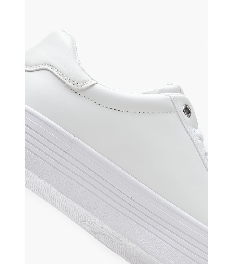 Γυναικεία Παπούτσια Casual Flatform.Vulc Άσπρο Δέρμα Calvin Klein