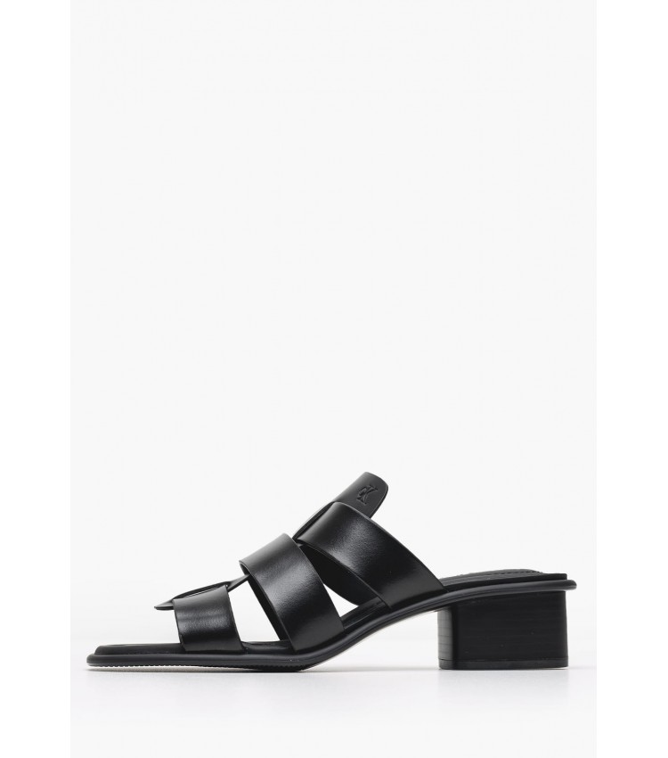 Women Mules Heel.Square Black Leather Calvin Klein