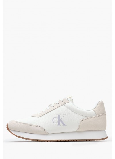 Women Casual Shoes Laceup.Mg White Leather-Buckskin Calvin Klein