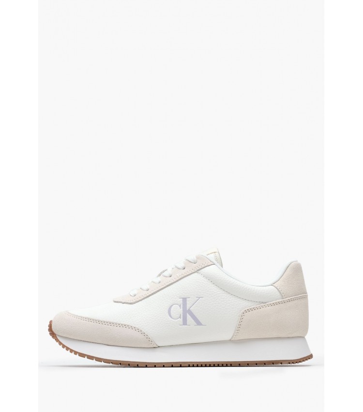 Women Casual Shoes Laceup.Mg White Leather-Buckskin Calvin Klein