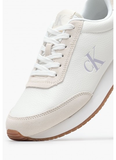 Women Casual Shoes Laceup.Mg White Leather-Buckskin Calvin Klein